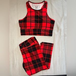 Plaid two peice work out legging set